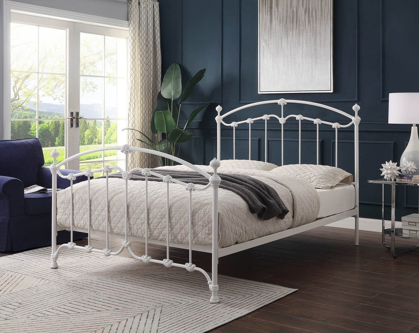 KATRINA WHITE SINGLE Size Cast and Wrought Iron Bed