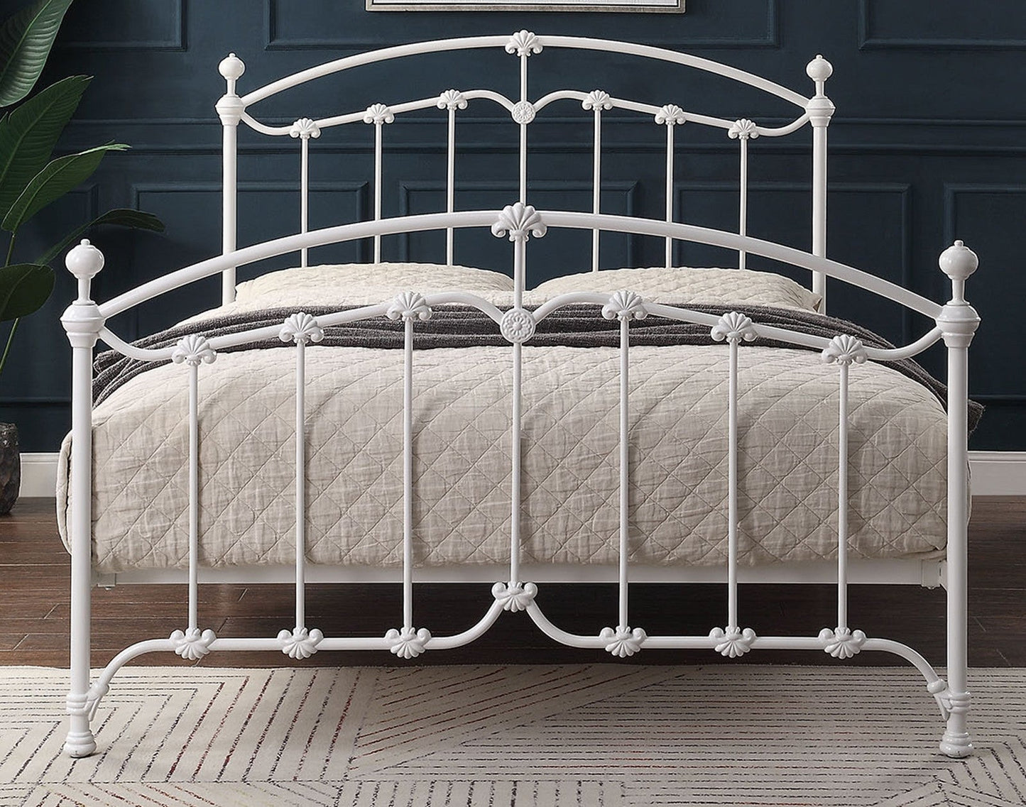 KATRINA WHITE QUEEN Size Cast and Wrought Iron Bed