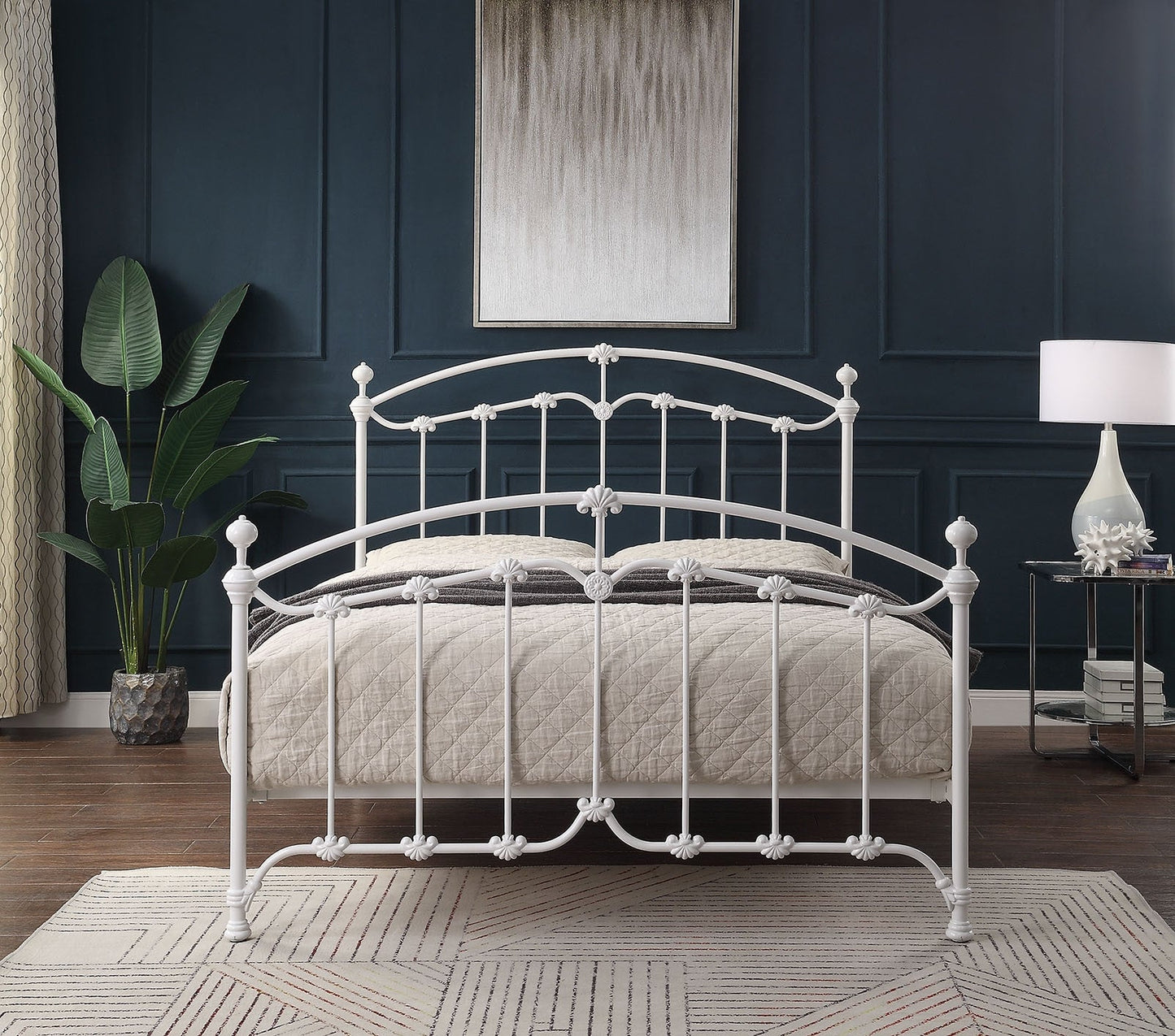 KATRINA WHITE SINGLE Size Cast and Wrought Iron Bed