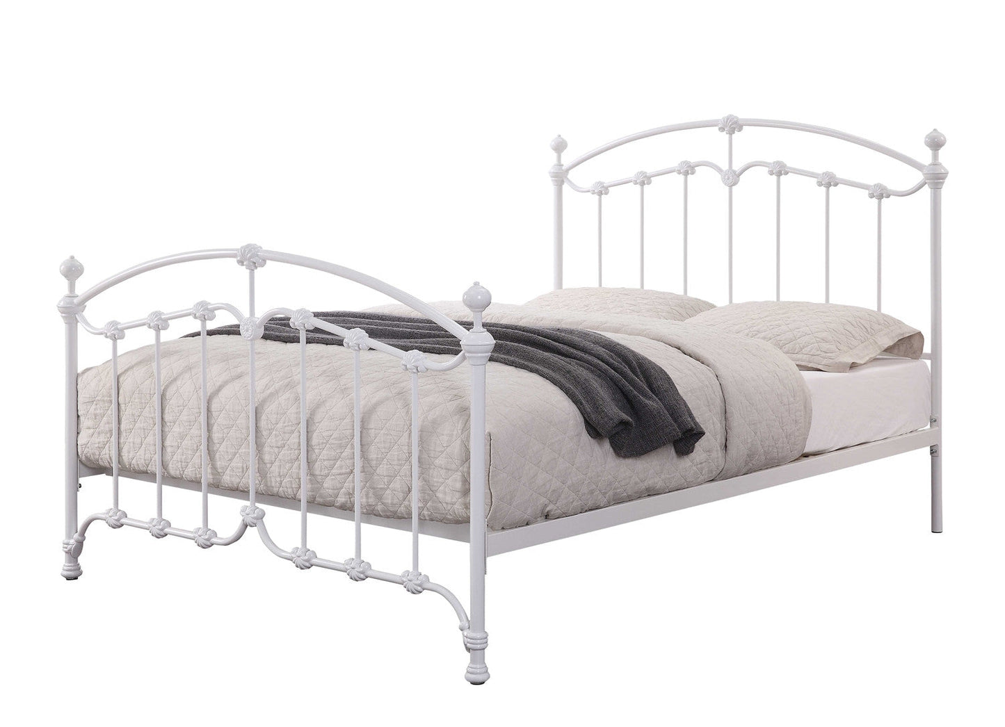 KATRINA WHITE QUEEN Size Cast and Wrought Iron Bed