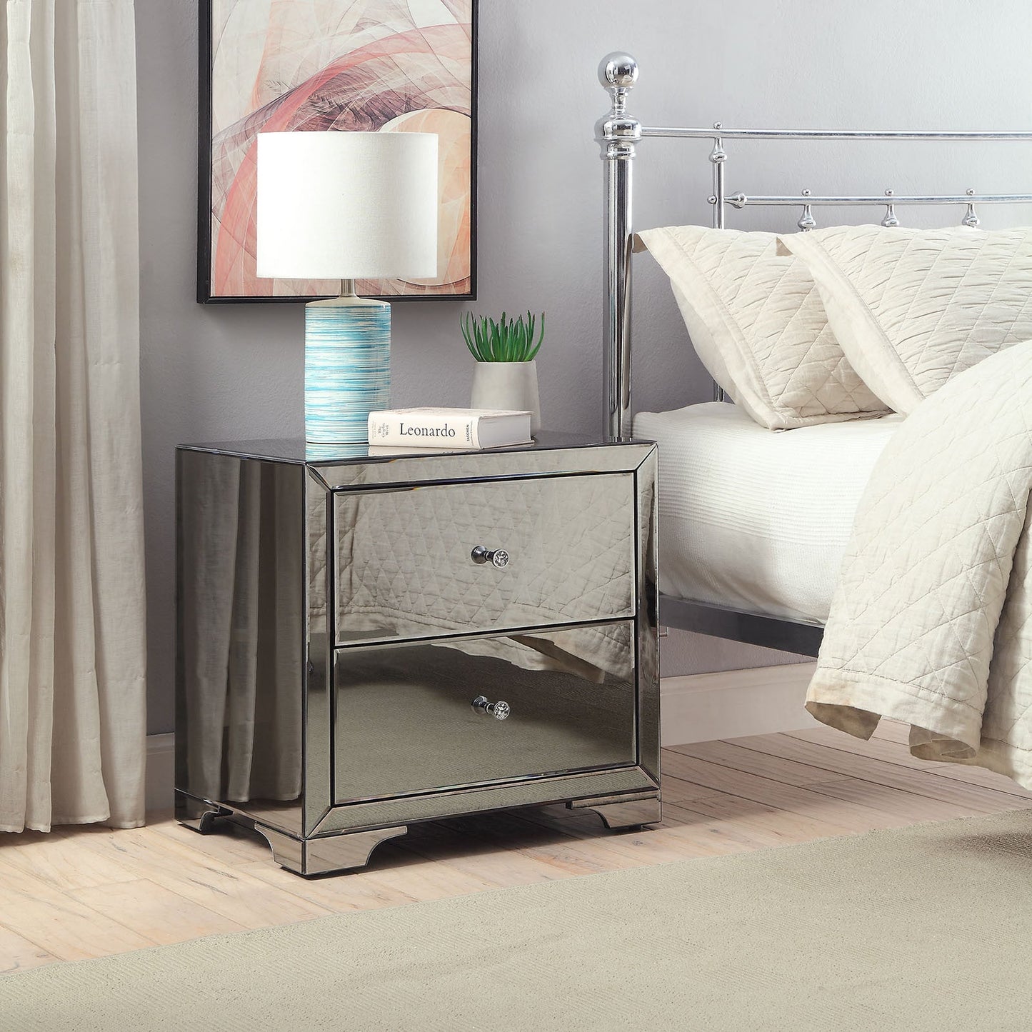 Boulevard Smoke Mirror bedside Table