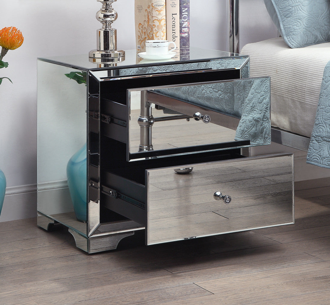 BOULEVARD Silver Mirror Bedside Table