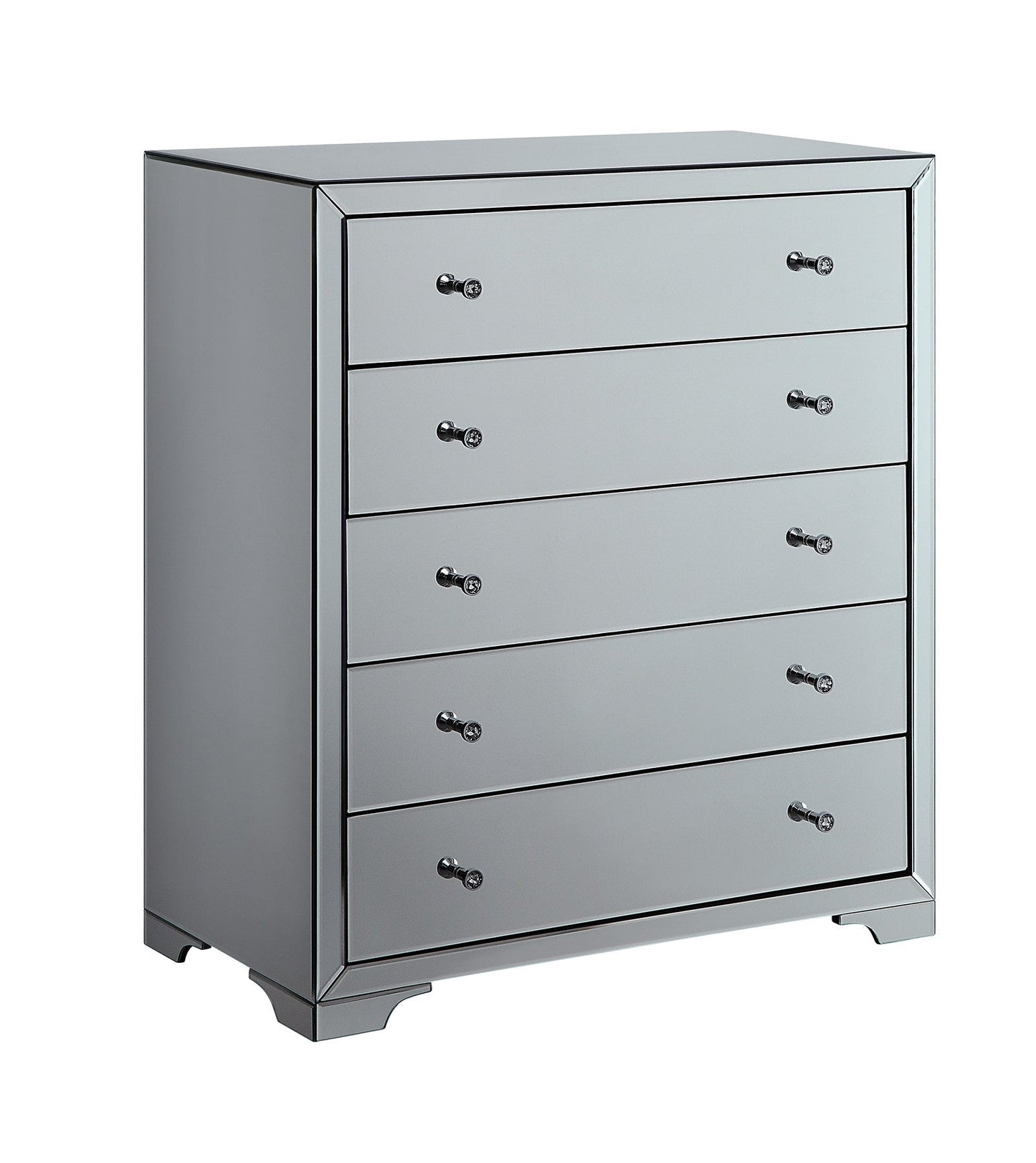 BOULEVARD Silver Mirror Tallboy 5 drawers