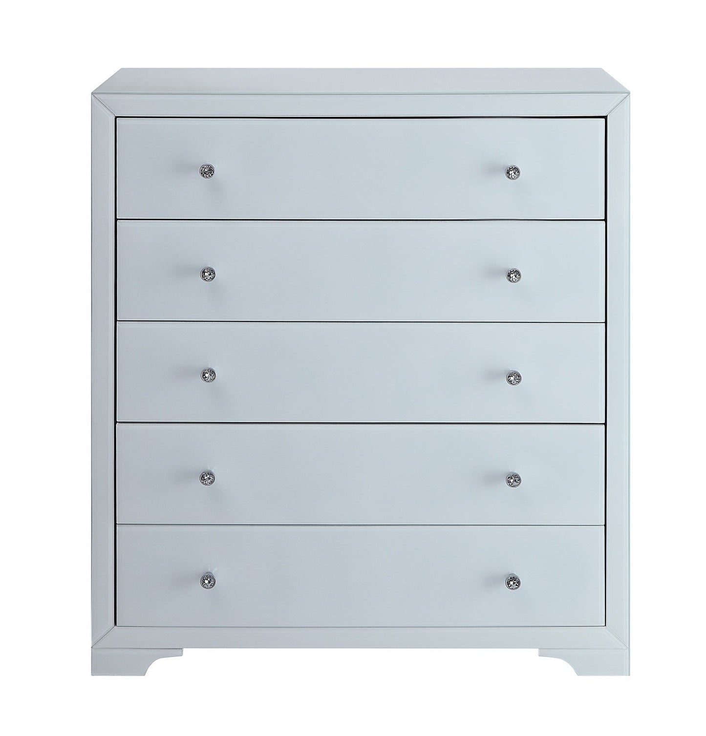 BOULEVARD White Glass Tallboy 5 drawers