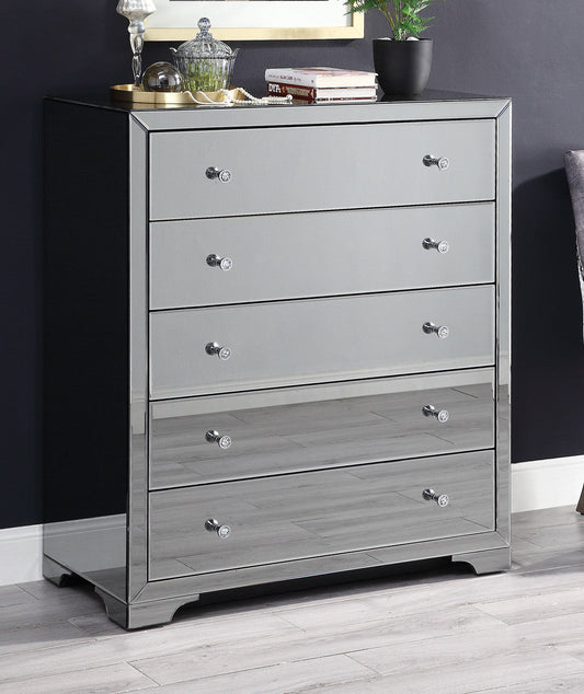 BOULEVARD Smoke Mirror Tallboy 5 drawers