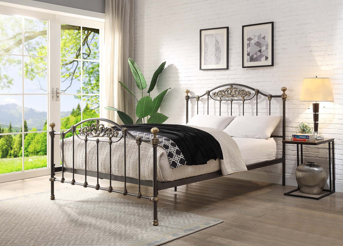 WENTWORTH Queen Size Cast and Wrought Iron Bed