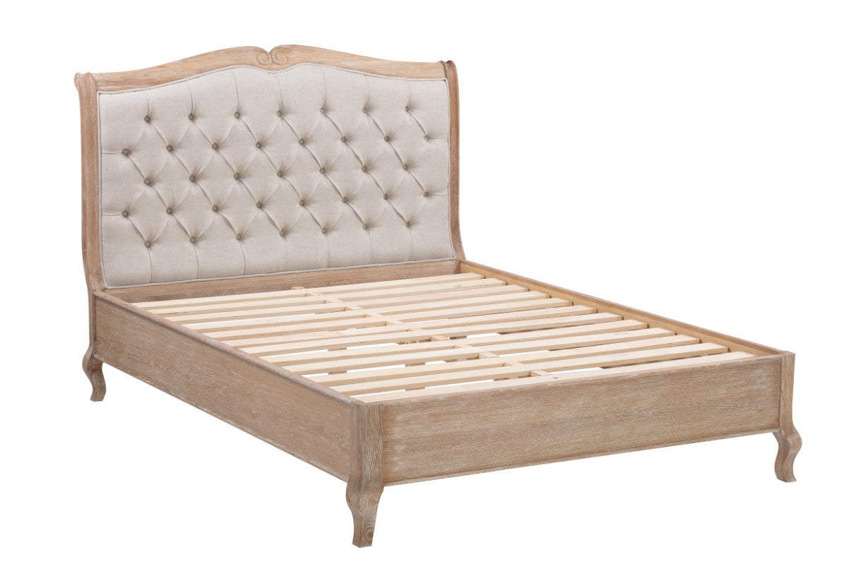 MONTEREY Queen Bed Upholstered and White Oak Wood