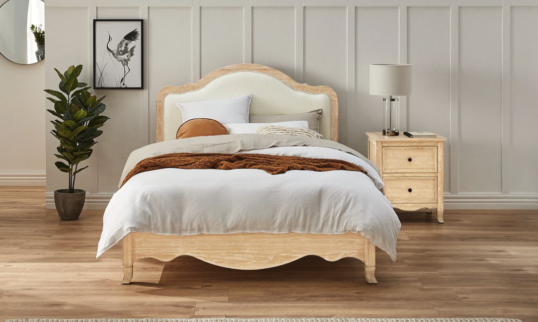 SIENA Queen European Oak & Upholstered Bed