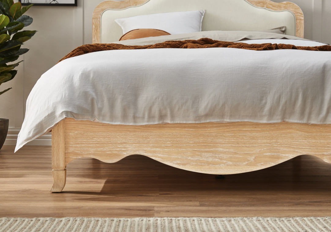 SIENA Queen European Oak & Upholstered Bed